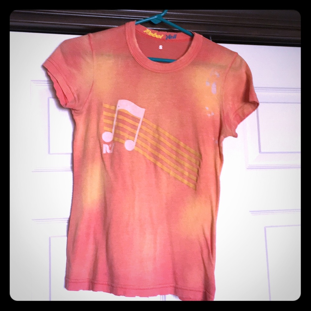 Rebel Yell Orange and Yellow Music Note Short Sleeve Tee